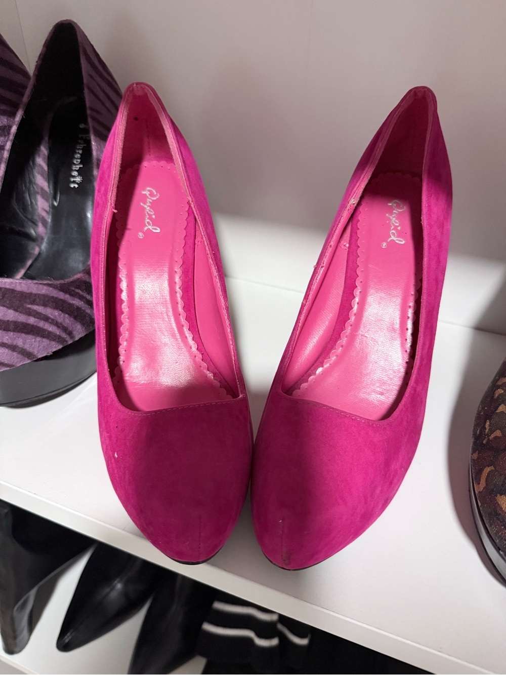 Bright Fuchsia Suede Pumps for Women
